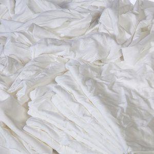 White T-Shirt Rags, Reclaimed, 50 lb. Box